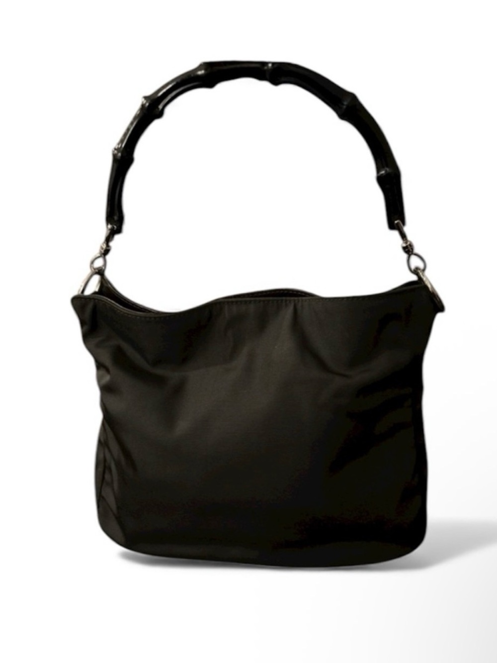 GUCCI Diana Bamboo Hand Bag Nylon 2way Black in Excellent Condition